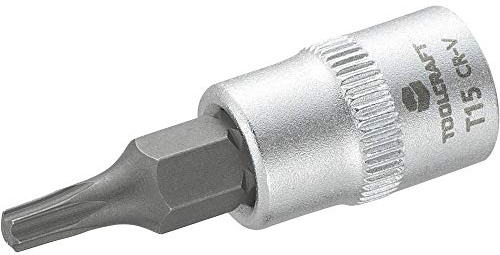 TOOLCRAFT T15 816081 T-Profil Steckschluessel-Bit-Einsatz T 15 1/4 (6.3 mm), 3 Stück