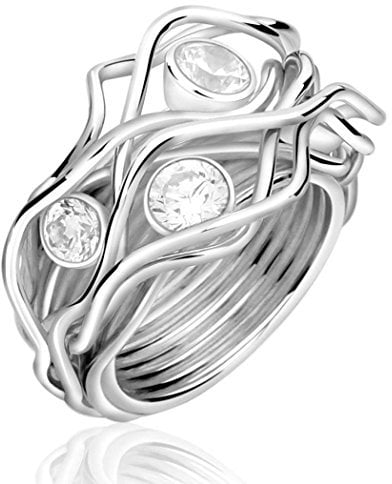 Nenalina Ring Silber 925 Damen Silberring Damenring mit zwei Cubic Zirkonia