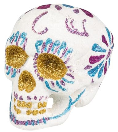 Boland 72058 - Glitzer Totenkopf, weiß, Halloween-Accessoire, Halloween-Party