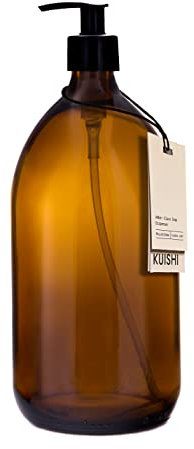 Distributeur de Savon Liquide Kuishi - en Verre - Couleur Marron ambré, Verre, Ambre, 1000ml