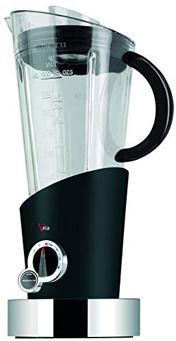 BUGATTI, Vela Evolution, Electric Blender for Milk Shakes and Smoothies, Ice Crusher Function Included, 4 Speeds, Capacity 1.5 Liter, 500 W, Innovative Design (Black)