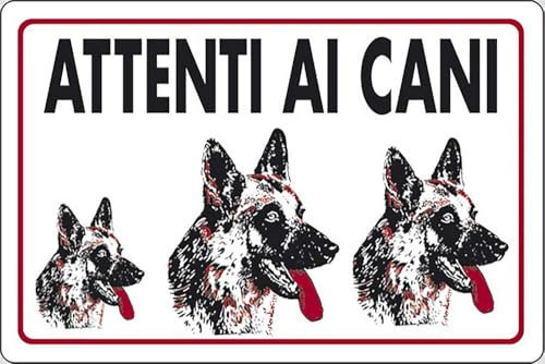 Cartello in plastica bianca cm30x20 Attenti ai cani