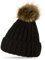 Caspar MU054 Damen Winter Strickmütze mit großem Fellbommel, Farbe:schwarz