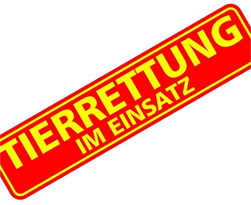 Magnetschild Magnettafel Schild Tierrettung im Einsatz 300x70 mm 0,9 mm stark haftend runde Kanten