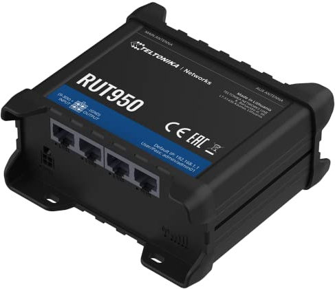 Teltonika RUT950 Black cellular wireless network equipment - Cellular Wireless Network Equipment (300 Mbit/s, 10,100 Mbit/s, 850,900,1900,2100 MHz, 850,900,1800,1900 MHz, 64-bit WEP,128-bit WEP,WPA,WPA2, Black)