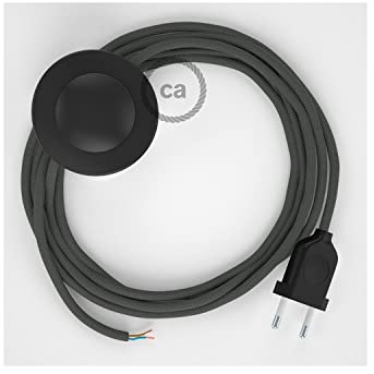 Cordon pour lampadaire, câble RM03 Effet Soie Gris 3 m. Choisissez la Couleur de la fiche et de l'interrupteur! - Noir