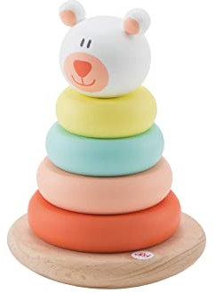 SEVI 82949 Holz Stapelspiel Bär, magnetisches Steckspiel, Motorikspielzeug zum Sortieren, Stapelturm 6 Teile, Lernspielzeug für Kinder und Babys ab 1 Jahr, Mehrfarbig, ca. 10 x 14 x 10 cm