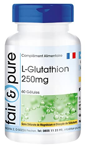 Fair & Pure® - L-Glutatión 250 mg - Reducido - Biodisponible - Vegano - Alta pureza - 60 Cápsulas
