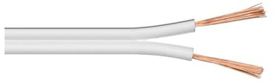 Goobay 15110 Lautsprecherkabel 2x0,5mm² Kupfer Litze / Boxenkabel Audio Kabel Meterware / Speaker Cable Kupferkabel Weiß / Subwoofer Kabel 25m