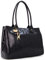 Catwalk Collection Handbags - Damen Leder Schultertasche - Handtasche Tote Bag Groß - Arbeitstasche für Notizbuch A4 - KENSINGTON - Schwarz