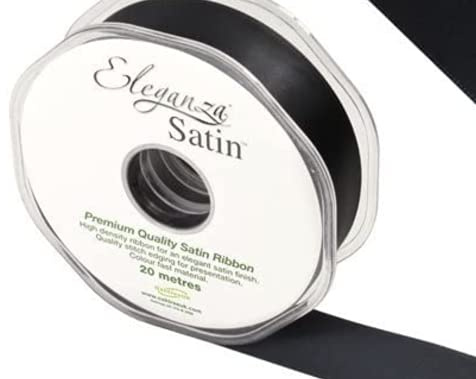 ELEGANZA Double Faced Satin 25mm x 20m Black No.20, 25 mm x 20 m