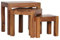 Wohnling 3er Set Satztisch Massiv-Holz Sheesham Wohnzimmer-Tisch Landhaus-Stil Beistelltisch dunkel-braun Naturholz