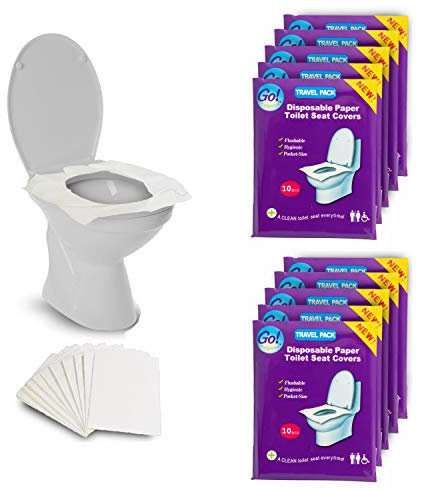 GoHygiene - Disposable Paper Toilet Seat Covers 8 PACKS (80-Count) + 2 FREE PACKS (20-Count)! by GoHygiene!