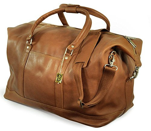 Jahn-Tasche - Große Reisetasche/Weekender Größe L aus Nappa-Leder, Cognac-Braun, Modell 697