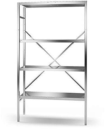 kaiserkraft | Edelstahl-Steckregal | 4 glatte Fachböden | Fachbodenbreite x Tiefe 940 x 440 mm | Grundregal