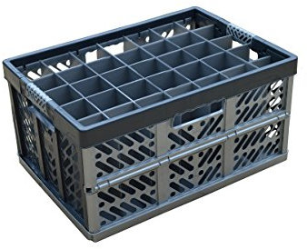 Folding Box - with internal dividers - 35 cells, up to 50kg / 45L - Glassware Crate - Champagne Flutes