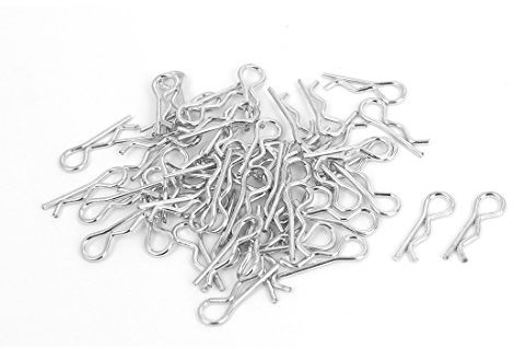 sourcing map 50 Stück Haarnadel Form Verzinkter Splint, Silber Ton 1 mm x 16 mm