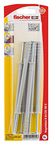 fischer 052254 8X120/80 S SB-Karte (6), Inhalt Nageldübel N 8 x 120, 6 x Nagelschraube 5 x 125 Kreuzschlitz Z, vormontiert