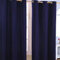 Homescapes 2er Set eifarbige Ösen Gardinen je B137 x L228 cm aus 100% Baumwolle, blickdichte Vorhänge/Dekoschals/Ösenvorhänge für Wohnzimmer oder Küche, Marineblau