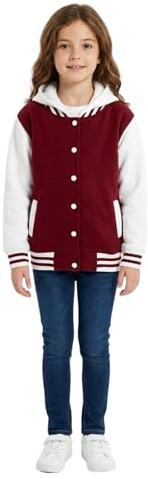 A2Z 4 Kids Girls Boys B.B Hooded Plain Jacket Varsity Classic Baseball - B.B Plain Hooded Jacket Wine 13