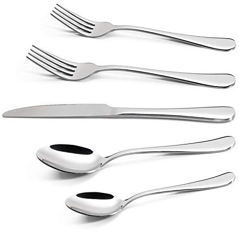 Vinsani 20 Piece Stainless Steel Cutlery Silverware Flatware Home Use Tableware Dinnerware Set Knife Fork Spoon Dessert Spoon, Service for 4 People, Mirror Polished - Dishwasher Safe Easy Clean