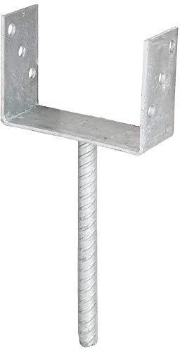Alberts 214302 U-Pfostenträger | mit Betonanker aus Riffelstahl | feuerverzinkt | lichte Breite 141 mm | Länge Betonanker 200 mm