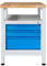 ADB Werkbank/Werktisch, 600x600x840 mm, mit 3 Schubladen, RAL 7035/5012, mit Stabiler Arbeitsplatte Buche massiv riegelartig verleimt, geölt, 30 mm