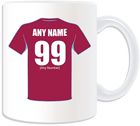 UNIGIFT Personalised Gift - Villa Mug (Football Design Theme, White) - Any Name/Message on Your Unique Mug - Aston Ashton Lions Claret and Blue Army Club