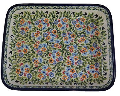 Hand-Decorated Polish Pottery Casserole Dish for 2-3 people 29,5x22,5 cm x 4.5 cm in design DU182