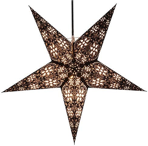 GURU SHOP Faltbarer Advents Leucht Papierstern, Weihnachtsstern 60 cm - Anubis Schwarz, Papiersterne 60 cm