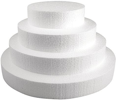 Rayher 3003300 Styropor-Scheibe, 15 cm ø, Höhe 4 cm, ideal als Kuchen-Dummy, Styropor-Torten-Dummy, Styroporscheiben Torte