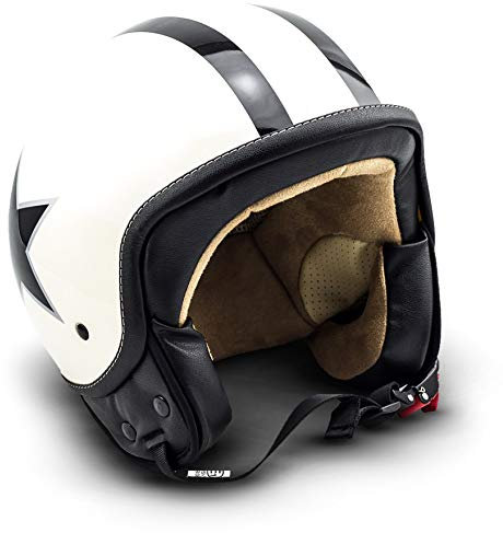 Soxon® SP-301 Star „Creme“ · Jet-Helm · Motorrad-Helm Roller-Helm Scooter-Helm Moped Mofa-Helm Chopper Retro Vespa Vintage Pilot Biker Helmet Brille · ECE 22.05 Schnellverschluss Tasche L (59-60cm)