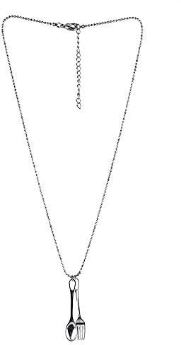 JOE COOL Necklace with A Pendant Fork & Spoon Chain Made with Tin Alloy