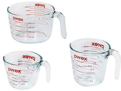 Pyrex 1118990 Set di 3 Bicchieri Misuratori Trasparenti