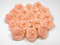 Rosen 3 cm x 10 Stück Satinrosen Aufnäher Deko Blumen Röschen zum Basteln Hochzeit kleine Rosenköpfe Farbe: Apricot 714
