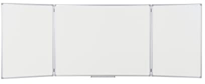 Bi-Office Earth Trio - Whiteboard Klapptafel mit 3 Weißwandtafeln, Magnetisch Emaillierte Oberflächen, 90 x 60/180 x 60 cm