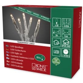 Konstsmide Micro LED Lichterkette, 50 warm weiße Dioden, 24V Innentrafo, transparentes Kabel - 6353-123