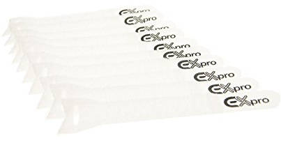 Ex-Pro® Reusable Hook & Loop with Eyelet Self-Gripping Cable Ties 150mm x 20mm - 10 Pack White