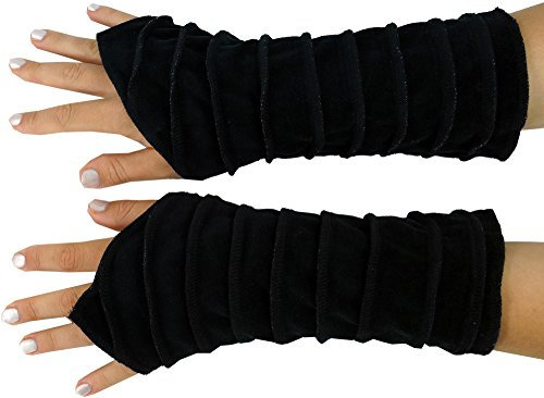 GURU SHOP Handstulpen Armstulpen aus Samtstoff, Wendestulpen - Schwarz, Herren/Damen, Baumwolle