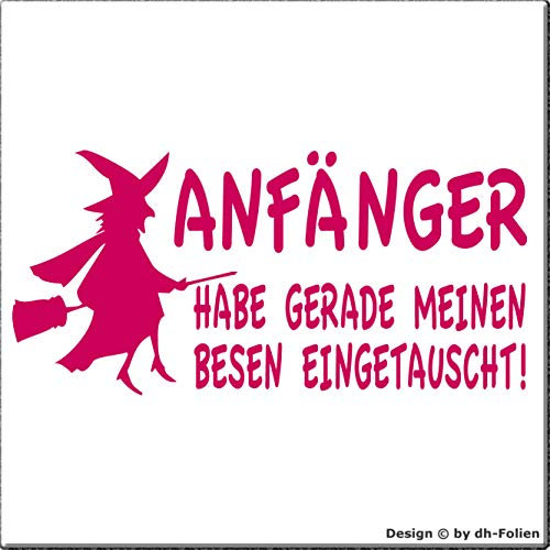 cartattoo4you® AK-00592 | Hexe-ANFÄNGER Habe GERADE Meinen Besen EINGETAUSCHT | Autoaufkleber Aufkleber Hexe Hexen, Farbe pink, in 24 Farben erhältlich, 20 x 9,5 cm Waschstrassenfest
