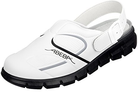 Abeba Clog 7335 - Dynamic Mikrofaser, weiß/schwarz zertifiziert, 38 EU