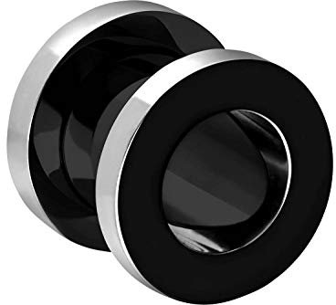 PIERCINGLINE Chirurgenstahl Tunnel SCHWARZ + POLIERTER RAND Piercing Ohr Tube 8 mm