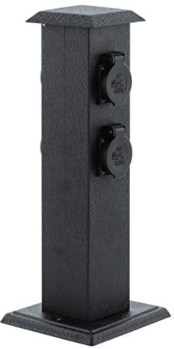 Eglo Colonna per accessori da esterno, presa da giardino, 4 prese, materiale: acciaio e plastica, colore: nero, IP44
