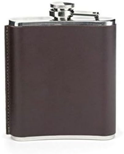 Kikkerland 7 oz Leder Flachmann, braun