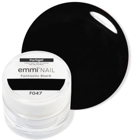 Emmi Nail Farbgel | UV/LED-Gel für brillante Farbintensität | Hohe Deckkraft, mittelviskos & selbstglättend | Kein Verlaufen in Nagelränder | 5 ml – Fantastic Black