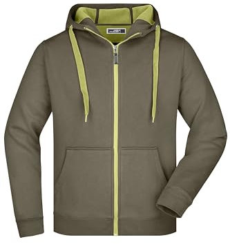 James & Nicholson Herren Bonding Jacke - Sportliche Kapuzenjacke mit Fleecefutter | Farbe: olive/lime-green | Grösse: XL