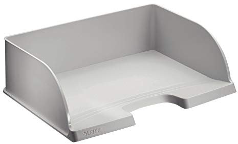 Leitz Briefkorb Querformat A4, Briefablage mit extra großem Fassungsvermögen in Premium-Qualität, Stapelbares Ablagefach als Schreibtisch-Organizer, Kombinierbar mit Plus-Serie, Grau, 52190085