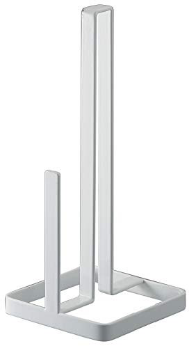 Yamazaki 6781 TOWER Küchenrollenhalter, weiß, Stahl, Minimalistisches Design, 11 x 11 x 26,5 cm (LxBxH)