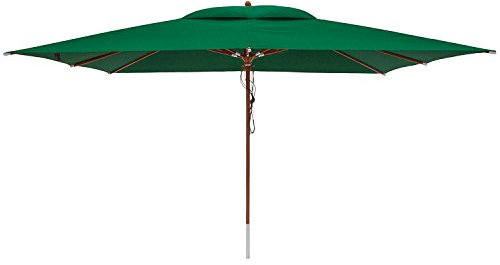 anndora® Sonnenschirm 3 x 4 m eckig Terassenschirm Holz Gestänge - Dunkelgrün