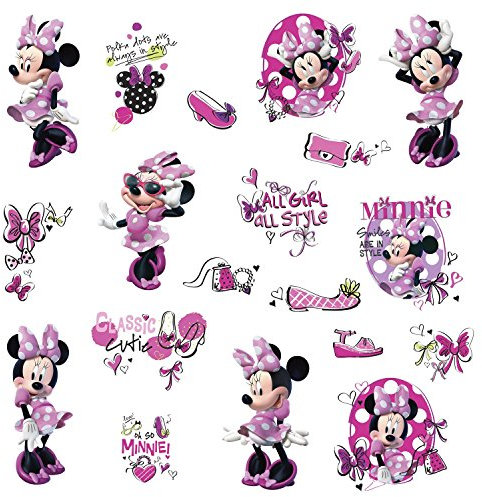 RoomMates RM - Disney Minnie Fashionista Wandtattoo, PVC, bunt, 29 x 13 x 2.5 cm